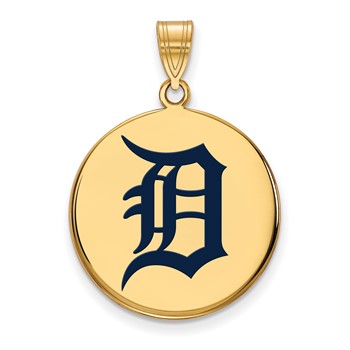 Sterling Silver Gold Plated Major League Baseball LogoArt Detroit Tigers Enameled Pendant