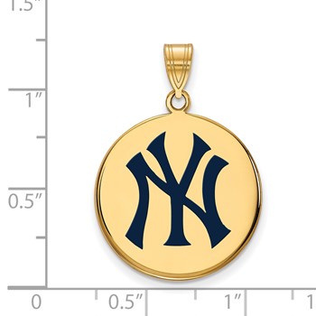 Sterling Silver Gold Plated Major League Baseball LogoArt New York Yankees Enamel Disc Pendant — alternate view