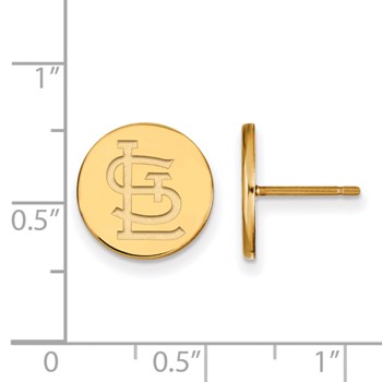 Sterling Silver Gold Plated Major League Baseball LogoArt St. Louis Cardinals Disc Earrings — alternate view