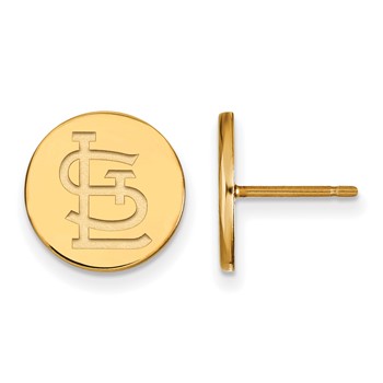 Sterling Silver Gold Plated Major League Baseball LogoArt St. Louis Cardinals Disc Earrings