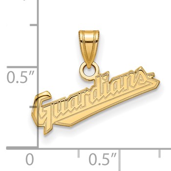 Sterling Silver Gold Plated Major League Baseball LogoArt Cleveland Guardians Small Pendant — alternate view