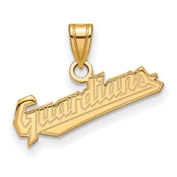 Sterling Silver Gold Plated Major League Baseball LogoArt Cleveland Guardians Small Pendant