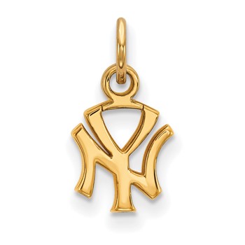 Sterling Silver Gold Plated Major League Baseball LogoArt New York Yankees Extra Small Pendant