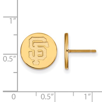 Sterling Silver Gold Plated Major League Baseball LogoArt San Francisco Giants Post Earrings — alternate view