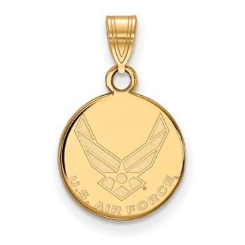 Sterling Silver Gold-plated LogoArt U.S. Air Force Small Disc Pendant