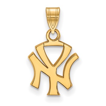 10k Gold Major League Baseball LogoArt New York Yankees N-Y Small Pendant