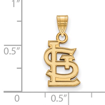 Sterling Silver Gold Plated Major League Baseball LogoArt St. Louis Cardinals Small Pendant — alternate view