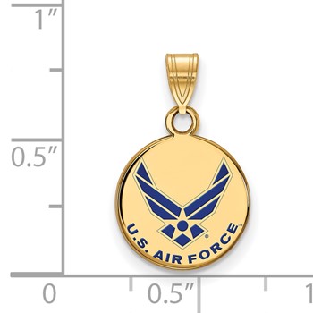 Sterling Silver Gold-plated LogoArt U.S. Air Force Small Enameled Disc Pendant — alternate view