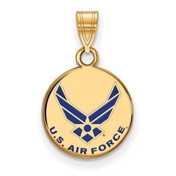 Sterling Silver Gold-plated LogoArt U.S. Air Force Small Enameled Disc Pendant