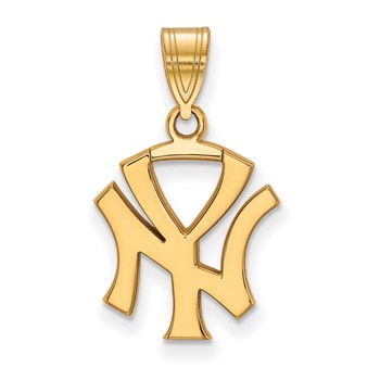 Sterling Silver Gold Plated Major League Baseball LogoArt New York Yankees Medium Pendant