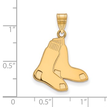 Sterling Silver Gold Plated Major League Baseball LogoArt Boston Red Sox Large Socks Pendant — alternate view