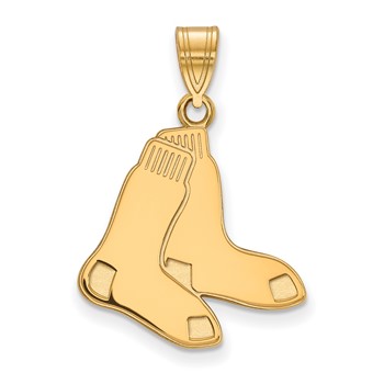 Sterling Silver Gold Plated Major League Baseball LogoArt Boston Red Sox Large Socks Pendant