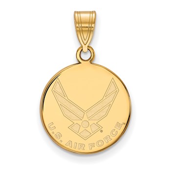 Sterling Silver Gold-plated LogoArt U.S. Air Force Medium Disc Pendant