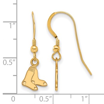 Sterling Silver Gold Plated Major League Baseball LogoArt Boston Red Sox Dangle Earrings — alternate view