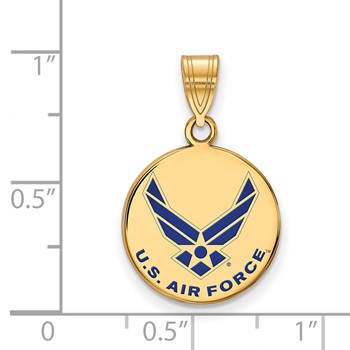 Sterling Silver Gold-plated LogoArt U.S. Air Force Medium Enameled Disc Pendant — alternate view