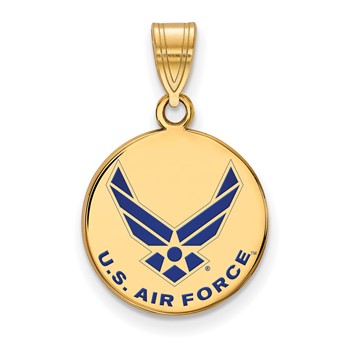 Sterling Silver Gold-plated LogoArt U.S. Air Force Medium Enameled Disc Pendant