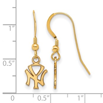 Sterling Silver Gold Plated Major League Baseball LogoArt New York Yankees N-Y Dangle Earrings — alternate view