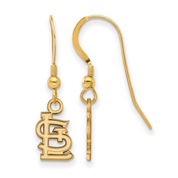 Sterling Silver Gold Plated Major League Baseball LogoArt St. Louis Cardinals Dangle Earrings