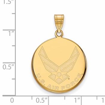 Sterling Silver Gold-plated LogoArt U.S. Air Force Large Disc Pendant — alternate view