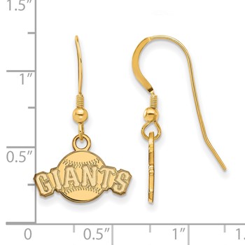 Sterling Silver Gold Plated Major League Baseball LogoArt San Francisco Giants Dangle Earrings — alternate view