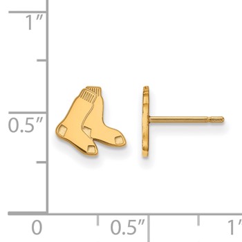 14k Gold Major League Baseball LogoArt Boston Red Sox Socks Extra Small Post Earrings — alternate view