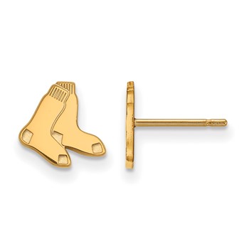 14k Gold Major League Baseball LogoArt Boston Red Sox Socks Extra Small Post Earrings