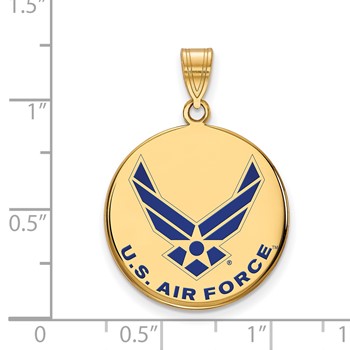 Sterling Silver Gold-plated LogoArt U.S. Air Force Large Enameled Disc Pendant — alternate view