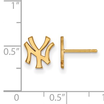 10k Gold Major League Baseball LogoArt New York Yankees N-Y Extra Small Post Earrings — alternate view