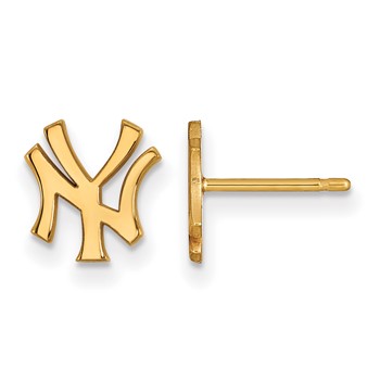 10k Gold Major League Baseball LogoArt New York Yankees N-Y Extra Small Post Earrings