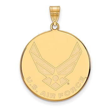 Sterling Silver Gold-plated LogoArt U.S. Air Force Extra Large Disc Pendant