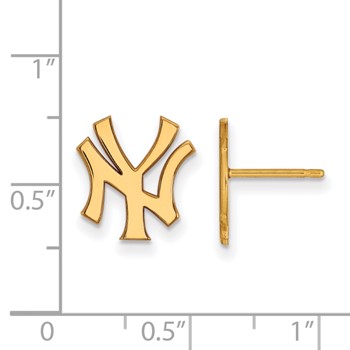 10k Gold Major League Baseball LogoArt New York Yankees N-Y Small Post Earrings — alternate view