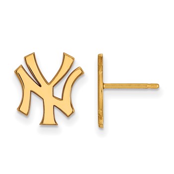 10k Gold Major League Baseball LogoArt New York Yankees N-Y Small Post Earrings