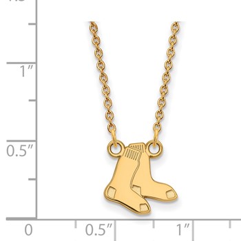 10k Gold Major League Baseball LogoArt Boston Red Sox Small Pair of Socks Necklace — alternate view