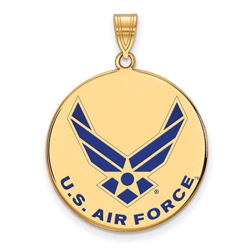 Sterling Silver Gold-pltd LogoArt U.S. Air Force XL Enamel Disc Pendant