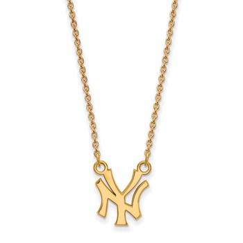 Sterling Silver Gold Plated Major League Baseball LogoArt New York Yankees Pendant Necklace