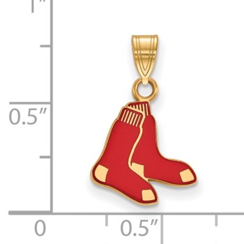 Sterling Silver Gold Plated Major League Baseball LogoArt Boston Red Sox Enamel Pendant — alternate view