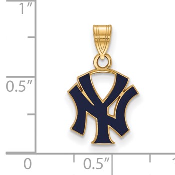 Sterling Silver Gold Plated Major League Baseball LogoArt New York Yankees Enamel Pendant — alternate view