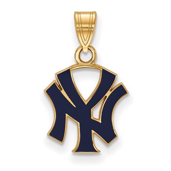 Sterling Silver Gold Plated Major League Baseball LogoArt New York Yankees Enamel Pendant