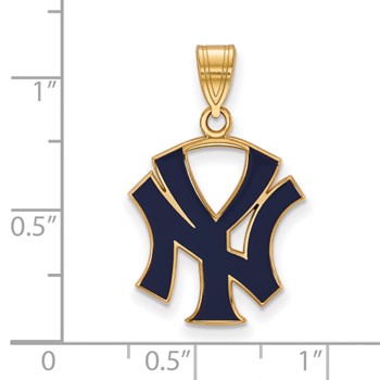 Sterling Silver Gold Plated Major League Baseball LogoArt New York Yankees Enamel Pendant — alternate view