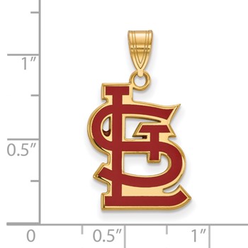 Sterling Silver Gold Plated Major League Baseball LogoArt St. Louis Cardinals Enamel Pendant — alternate view
