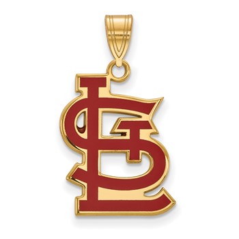 Sterling Silver Gold Plated Major League Baseball LogoArt St. Louis Cardinals Enamel Pendant