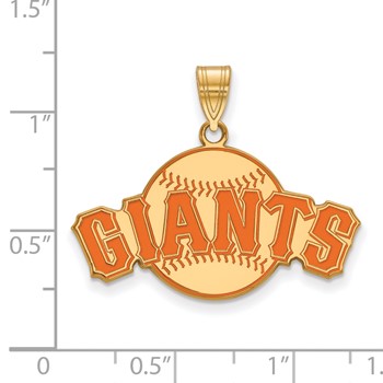 Sterling Silver Gold Plated Major League Baseball LogoArt San Francisco Giants Enamel Pendant — alternate view