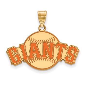 Sterling Silver Gold Plated Major League Baseball LogoArt San Francisco Giants Enamel Pendant