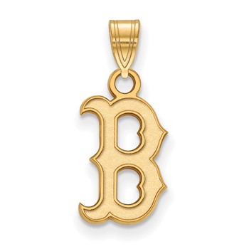 10k Gold Major League Baseball LogoArt Boston Red Sox Letter B Small Pendant