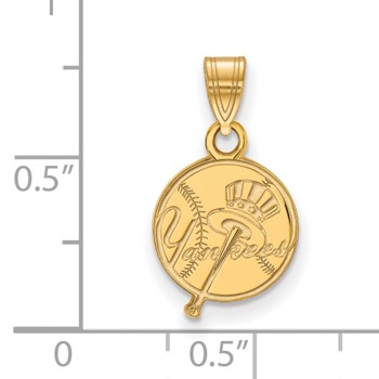10k Gold Major League Baseball LogoArt New York Yankees Top Hat Baseball Small Pendant — alternate view