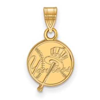 10k Gold Major League Baseball LogoArt New York Yankees Top Hat Baseball Small Pendant