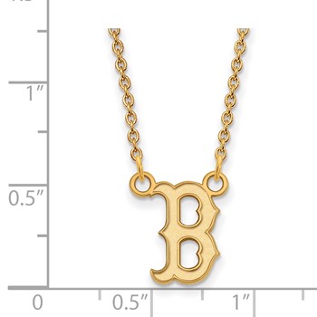 Sterling Silver Gold Plated Major League Baseball LogoArt Boston Red Sox Letter B Necklace — alternate view