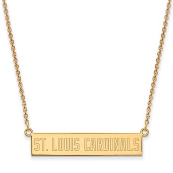 Sterling Silver Gold Plated Major League Baseball LogoArt St. Louis Cardinals Bar Necklace