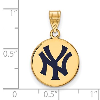 Sterling Silver Gold Plated Major League Baseball LogoArt New York Yankees Enamel Disc Pendant — alternate view