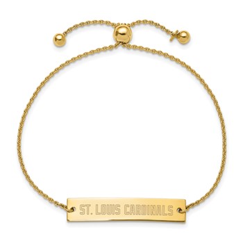 Sterling Silver Gold Plated Major League Baseball LogoArt St. Louis Cardinals Adjustable Bracelet — alternate view